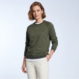 Salian Olive Green & Navy Blue Crewneck Sweatshirt Size Small Cotton Blend